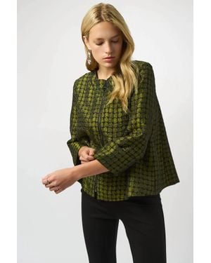 Joseph Ribkoff Polka Dot Print Jacquard Swing Jacket - Green
