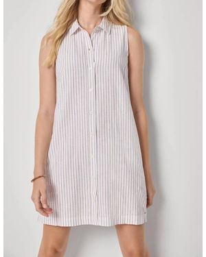 Lilla P Striped Button Down Dress - White