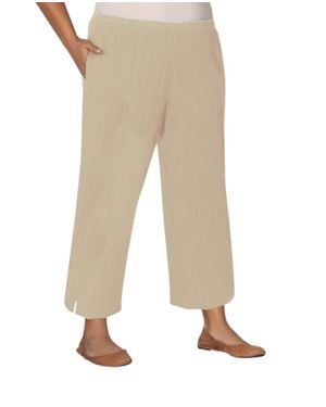 On The Plus Side Linen Pull On Wide Leg Flood Pants - Natural