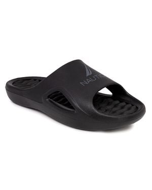 Nautica Logo Slide Sandal - Black