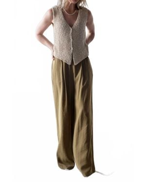 Alysi Wide Leg Pull On Pants - Natural