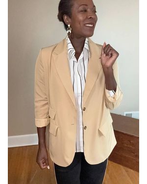J.Nna Avery Oversized Tailored Blazer - Natural