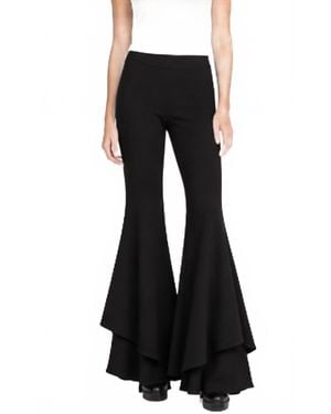 Beulahstyle Layered Bell-Bottom Flare Pants - Black