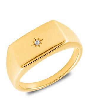 MAX + STONE 18K Plated Star Vermeil Lab Grown Diamond Signet Ring - Metallic