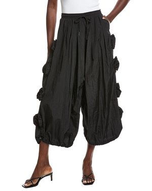 Gracia Flower Applique Parachute Pant - Black