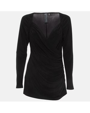 Norma Kamali Lycra Sweetheart Side Drape Top - Black