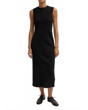 Tibi Plisse Sleeveless Bias Dress - Black