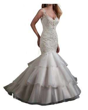 Mary's Bridal Mermaid Crystal Beaded Dress - Gray