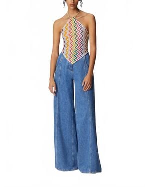 Missoni Zigzag-Woven Halterneck Top - Blue