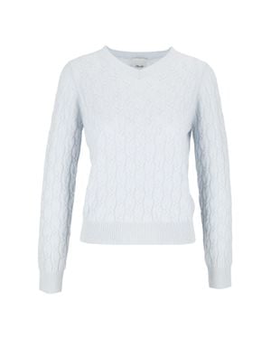 Allude Light Cable-Knit V-Neck Cashmere Sweater - White