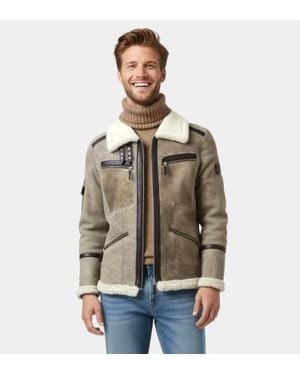 Lusso Beni Rebel Bomber Jacket - Natural
