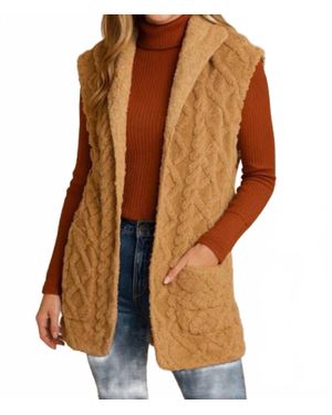 Pine Apparel Jacquard Hoodie Stroller Vest - Brown