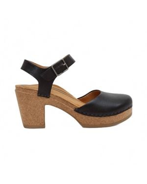 Aetrex Finley Quarter Strap Cork Heel - Black