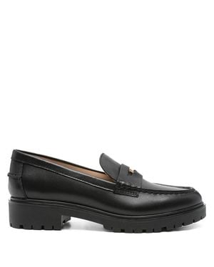 Ralph Lauren Leather Metallic Detail Loafers - Black