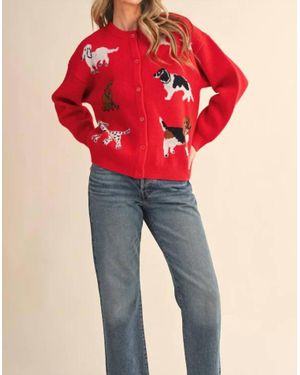 ..,merci Lucy Button Up Cardigan - Red