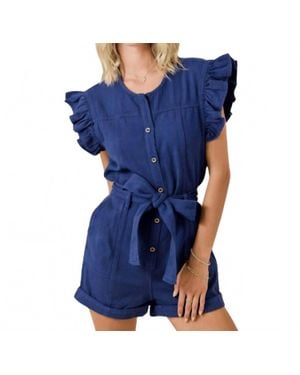 Day + Moon Luna Ruffle Sleeve Romper - Blue