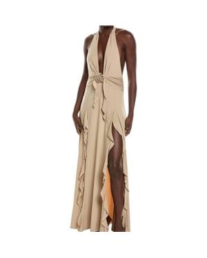 WeWoreWhat Halter Ruffle Maxi Dress - Natural