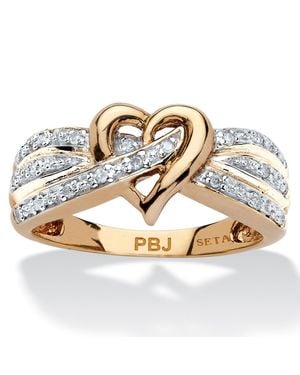 Palmbeach Jewelry 1/10 Tcw Diamond Crossover Heart Ring - Metallic