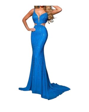 Johnathan Kayne Fabulous Pearl & Crystal-Embellished Bodice Gown - Blue