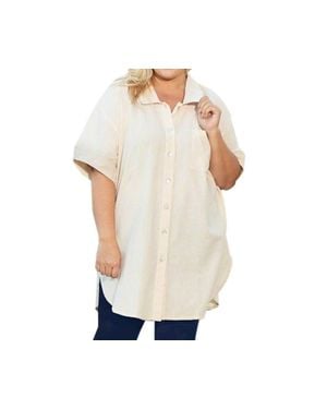 On The Plus Side Cotton Collar Short Sleeve Kendall Tunic - White