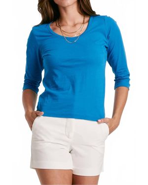 Another Love Scoop Neck Quarter Sleeve Top - Blue