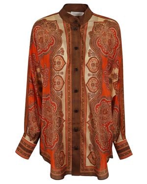 Zimmermann Silk Dolman Shirt With Paisley Print And Structured Cuffs - Brown