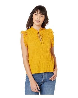 BB Dakota By Steve Madden Top Shirred Flutter Sleeve Jdm921 - Yellow