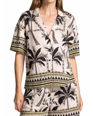 Pink Martini Ramona Short-Sleeve Button-Down Shirt - Black