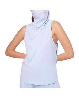 Betsy & Adam Knit Attached Mask Tank Top - Blue