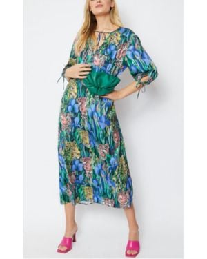 Jayley Silk Animal Print Shirt Dress - Blue