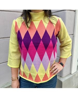 Fate Geo Pattern Knit Mock Neck Sweater - Pink