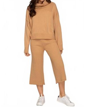 She + Sky Rib Knit Sweater Culotte Pants - Natural