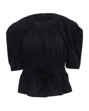 Ulla Johnson Puffed-Sleeve Tie-Waist Blouse - Black