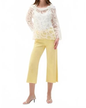 Joseph Ribkoff Sheer Geometric Cowl Neck Top - Yellow