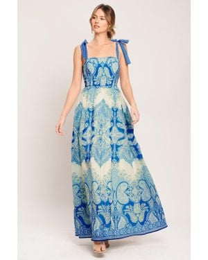 TRUEDAMES Ocean Tapestry Woven Maxi Dress - Blue