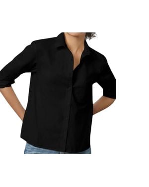 Lilla P Poplin Button Down Shirt - Black