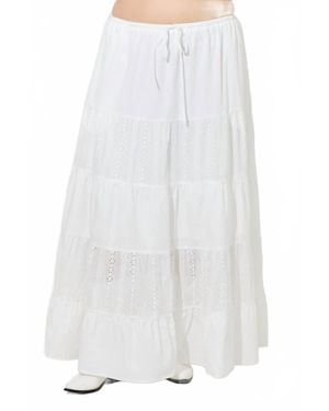 Baevely By Wellmade Cotton Eyelet Maxi Skirt - White