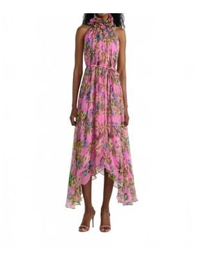 Saloni Iris Ruffle Dress - Red