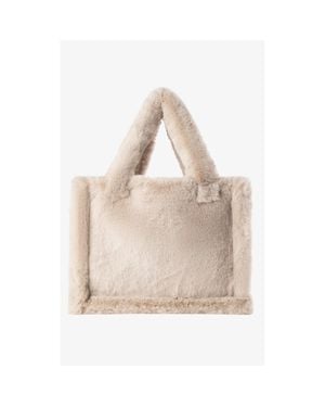 Lamarque Jade Faux Fur Tote Bag - Natural