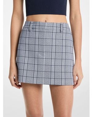 MICHAEL Michael Kors Mk Plaid Stretch Crepe Trouser Mini Skirt - Blue