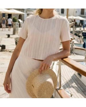 Cami NYC Josey Jacquard Stripe Tee - Natural