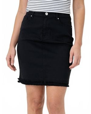 Renuar Raw-Edge Mini Skirt - Black