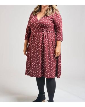 Mata Traders Callie Long Sleeve Wrap Dress -Plus - Red