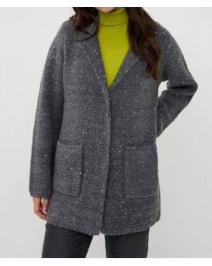 EsQualo Luxe Shimmer Knit Blazer Cardigan - Gray