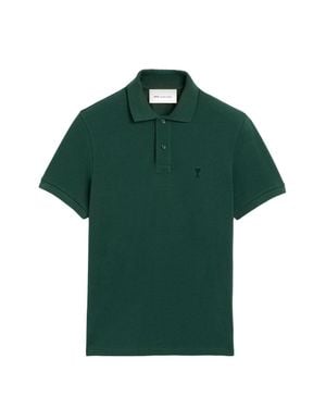 Ami Paris Minimalist Polo Shirt With Classic Collar - Green