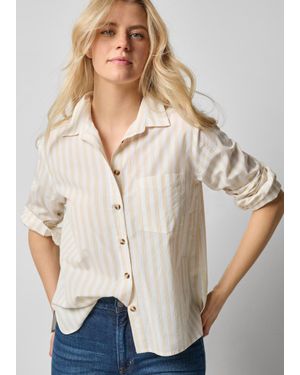 Lilla P Striped Button Down Shirt - Natural