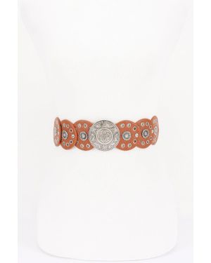 Fashnzfab Vintage Disc Elastic Belt - White