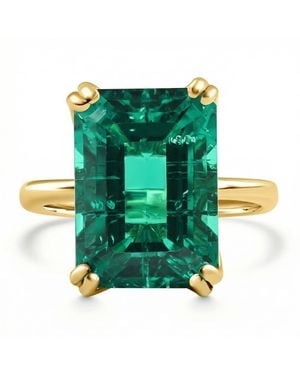 Pompeii3 Certified 6 3/4Ct Emerald Solitaire Ring 14K Lab Grown - Green