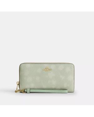 COACH Long Zip Around Wallet With Floral Print - Green