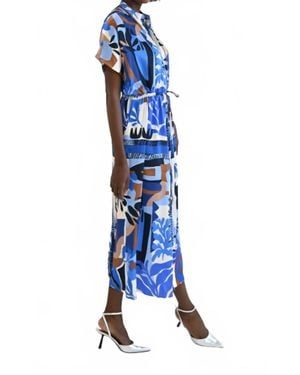 Never A Wallflower Long Shirt Dress - Blue